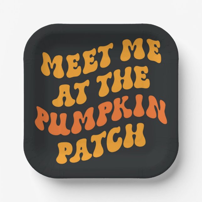 Treffen Sie mich am Pumpkin Patch Pappteller (Vorderseite)