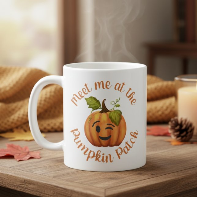 Treffen Sie mich beim Pumpkin Patch Fall Winking P Kaffeetasse (Meet Me At The Pumpkin Patch Fall Winking Pumpkin Coffee Mug)