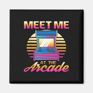 Treffen Sie mich im Arcade Gamer Vaporwave Retro V Magnet
