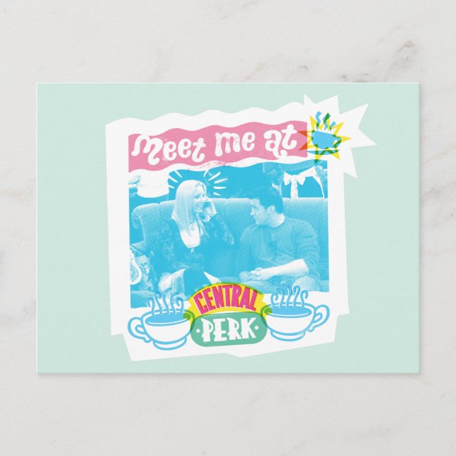 Treffen Sie mich im zentralen Perk Neon Graphic Postkarte (Vorderseite)