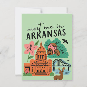 Treffen Sie mich in Arkansas Südstaaten USA Retro- Postkarte