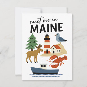 Treffen Sie mich in Maine Küstenneue England-Wildl Postkarte