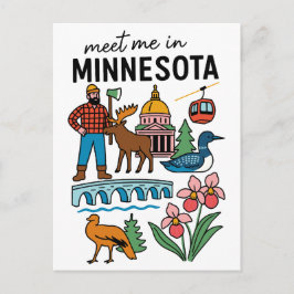 Treffen Sie mich in Minnesota Loon Moose Lumberjac Postkarte