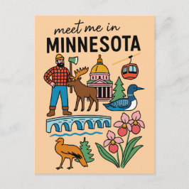 Treffen Sie mich in Minnesota Loon Moose Lumberjac Postkarte
