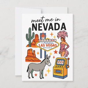 Treffen Sie mich in Nevada Las Vegas Showgirl Donk Postkarte