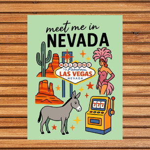 Treffen Sie mich in Nevada Las Vegas Showgirl Retr Postkarte