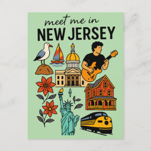 Treffen Sie mich in New Jersey Shore Landmarks Ret Postkarte