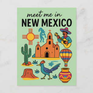 Treffen Sie mich in New Mexico Southwest Retro Postkarte