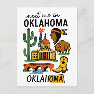Treffen Sie mich in Oklahoma Native American Cowbo Postkarte