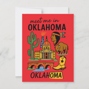 Treffen Sie mich in Oklahoma Retro Native American Postkarte
