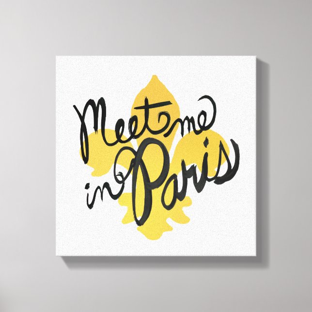 Treffen Sie mich in Paris Black and Gold Leinwanddruck (Vorderseite)
