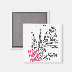Treffen Sie mich in Paris – Eiffelturm & Kaffeesal Magnet