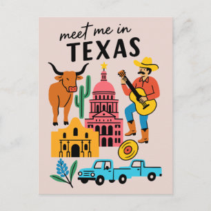 Treffen Sie mich in Texas Retro Cowboy Austin Postkarte