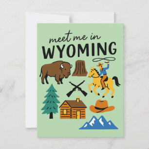 Treffen Sie mich in Wyoming Cowboy Bison Retro Postkarte