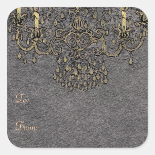 Treffen Sie mich unter dem Kronleuchter~ Quadratis Quadratischer Aufkleber