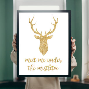 Treffen Sie mich unter dem Mistleton - Gold Weihna Poster