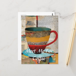Treffen Sie mich zum Kaffeekorb Postkarte