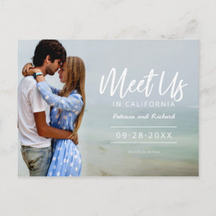 Treffen Sie uns bei der Hochzeit am Zielort Save T Postkarte