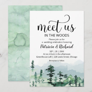 Treffen Sie uns im Wald draußen Hochzeitseinladung