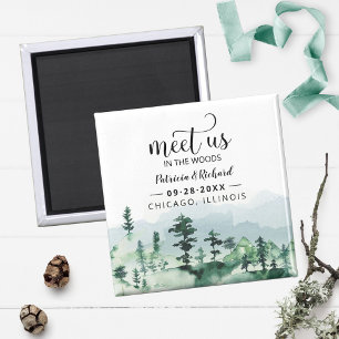 Treffen Sie uns im Wald im Freien Hochzeit retten Magnet
