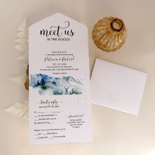 Treffen Sie uns im Wald Outdoor Hochzeit All In One Einladung