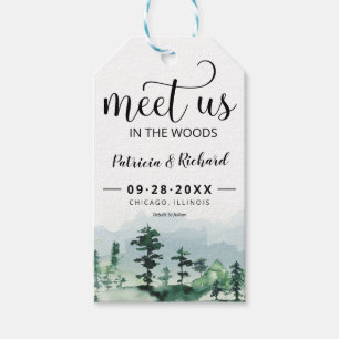 Treffen Sie uns im Wald Outdoor-Hochzeit Save The  Geschenkanhänger