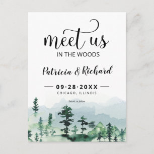Treffen Sie uns im Wald Outdoor-Hochzeit Save The  Postkarte