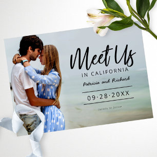 Treffen Sie uns in Hochzeit in Urlaubsort Save the Einladung