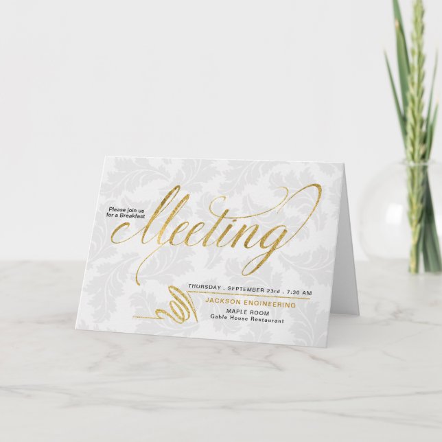 Treffen von Business-Imitats Gold Leaf Blank Einladung (Vorderseite)