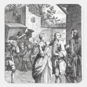 Treffen von Chevalier Des Greux und Manon Quadratischer Aufkleber
