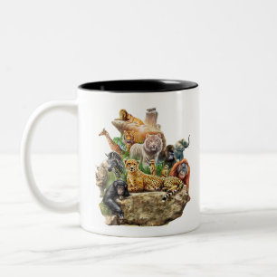 Treffen von Hund Tiger Lion Animal Forest Animals Zweifarbige Tasse