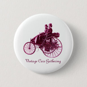 Treffen von Oldtimern, lila rosa violett weiß Button