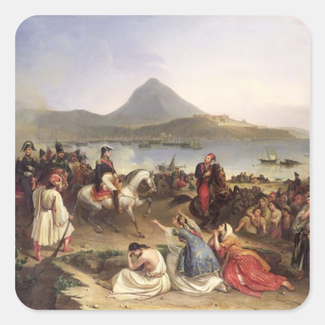 Treffen zwischen General Nicolas Joseph Maison Quadratischer Aufkleber (Vorderseite)