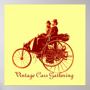 Trefffen der Oldtimer, gelbbraun Poster