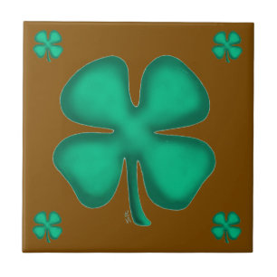 Trèfle irlandais à 4 feuilles 5 carreaux marrons p