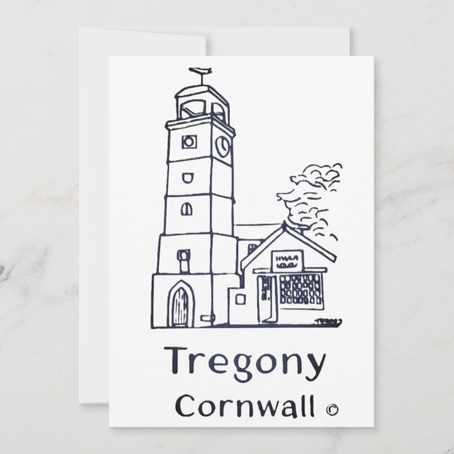 Tregony-Uhrturm-Karte Dankeskarte (Vorderseite)