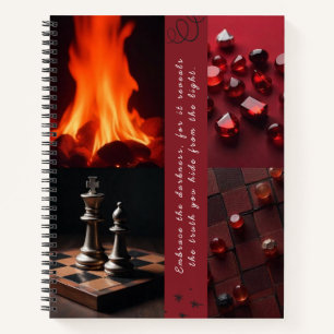 Treibe das Feuer rot und schwarz. Notizbuch