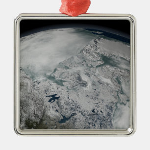 Treibeis über Nordamerika Silbernes Ornament