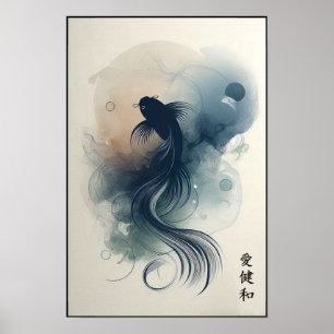 Treiben unterhalb der stillen Wasserwand Poster