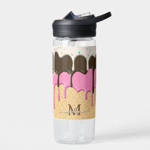 Treibende Eiscreme Sprinkles Waffelkronenmonogramm Trinkflasche