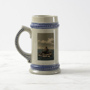 Treibender blauer Stein 2-seitig Bierglas