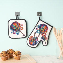 Treibender Sound Wood Wall Art Ofenhandschuh & Topflappen-Set