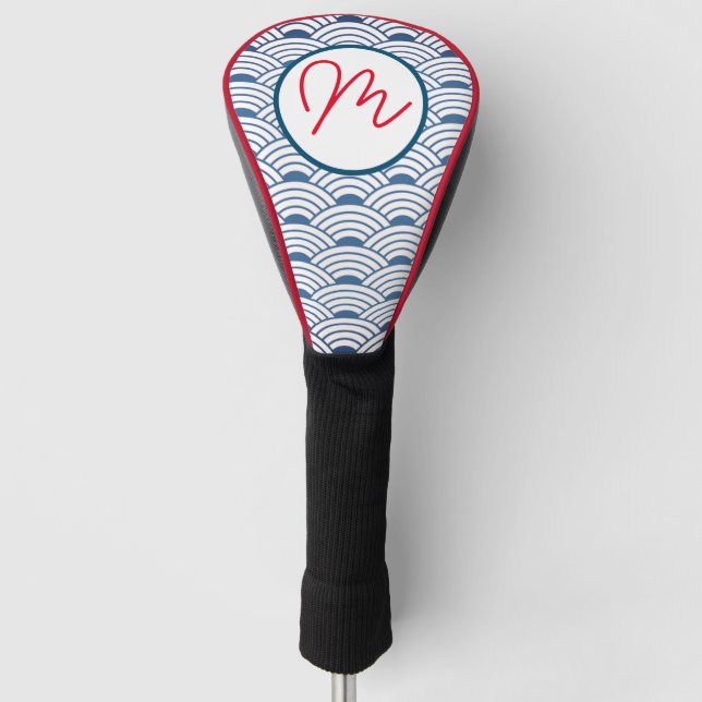 TREIBER GOLF HEAD COVER JAPANESE WAVES DIY INTIAL HEADCOVER (Vorderseite)