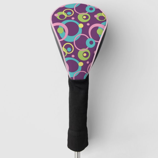 Treiberabdeckung für Funky Lila Circles Golf Headcover (Vorderseite)
