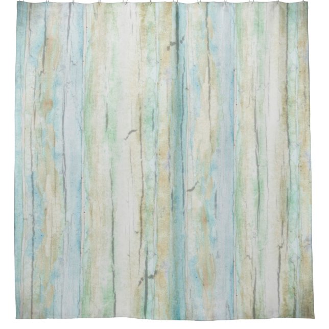 Treibholz-Aquarell-Strand-rustikale hölzerne Duschvorhang (Vorderseite)