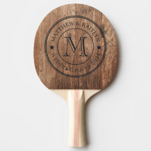 Treibholz Bretter Hochzeitsmonogramm Stern Tischtennis Schläger