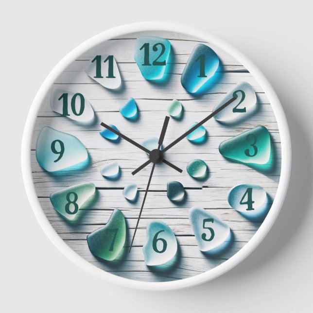Treibholz und Meerglas Uhr (Vorderseite)