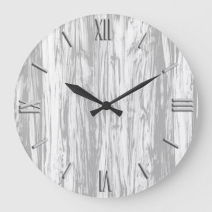 Treibholzmuster - Grau/Grau und Weiß Große Wanduhr