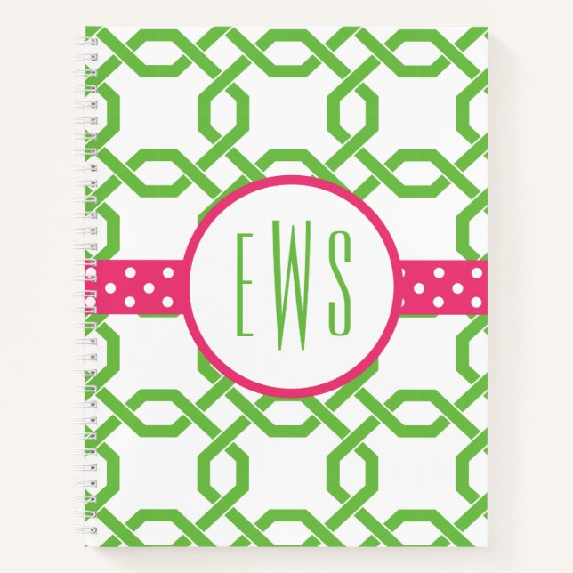 treillis et graine Carnet spiral monogrammé (Devant)