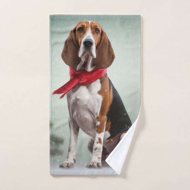 Trek Walker Coonhound Dog en Noël de neige (Serviette à main)